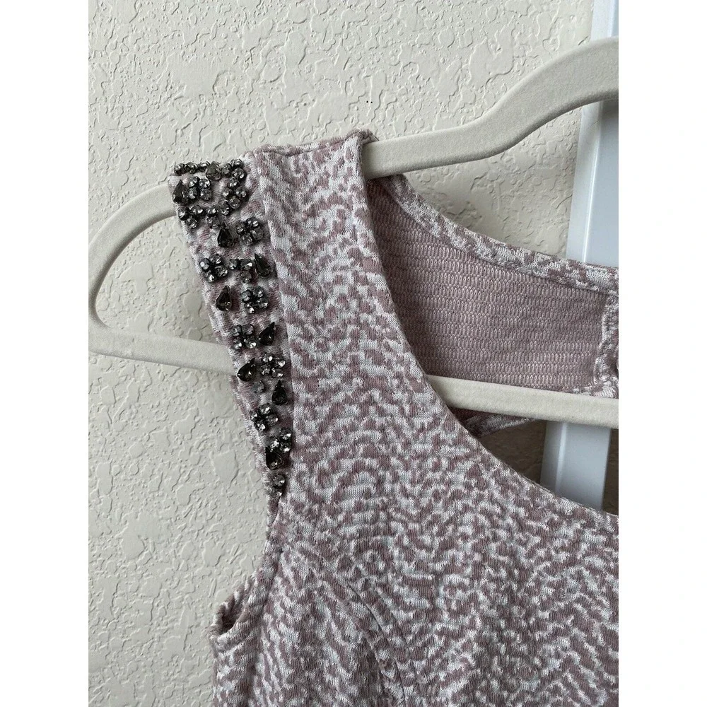 Free People Embellished Skater Mini Dress Size XS Purple White Jeweled‎ Knit